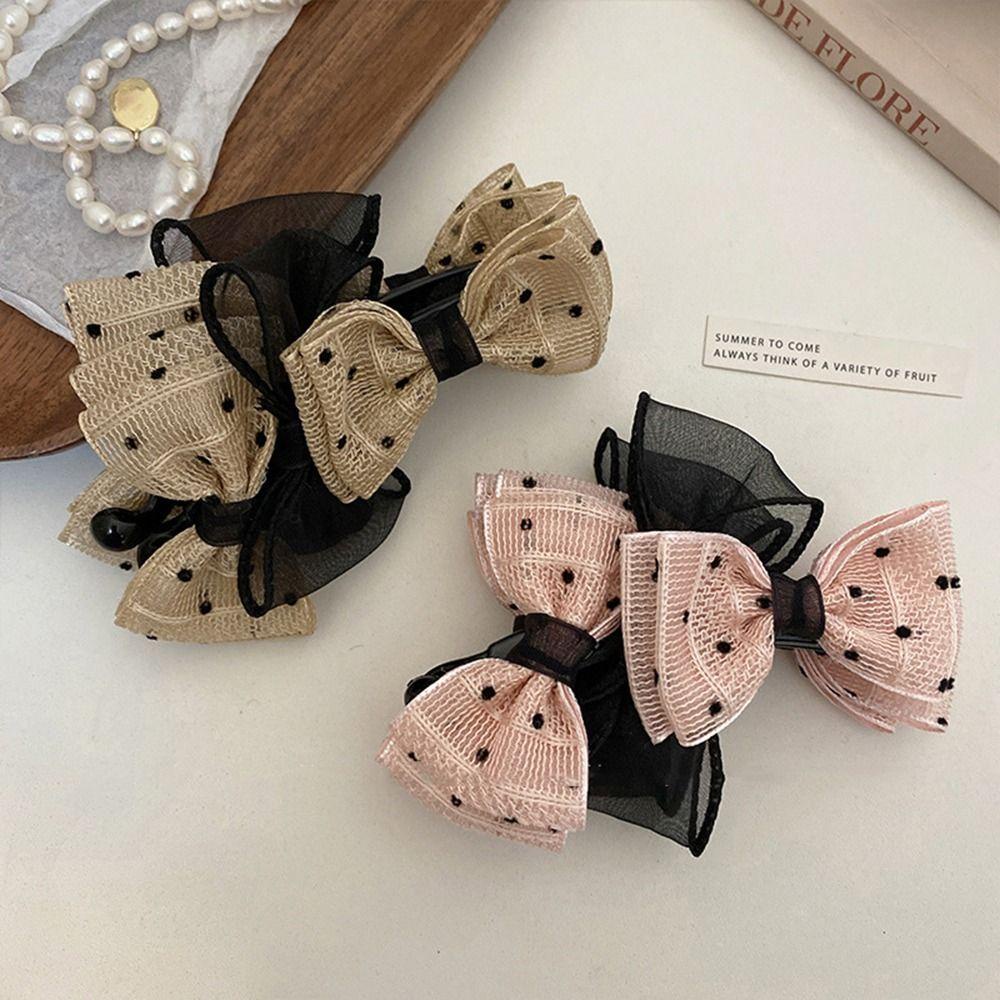 Epoch Kẹp Tóc Hình Nơ Họa Tiết Chấm Bi Phong Cách Hàn Quốc Ngọt Ngào Cho Nữ