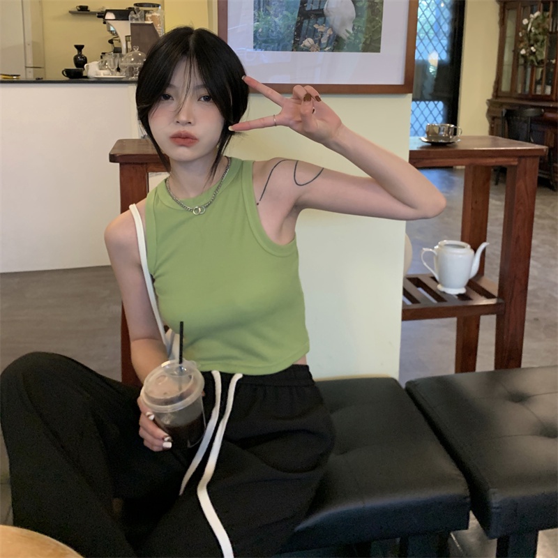 IELGY   Áo Sát Nách Thể Thao Phong Cách Pháp Thời Trang Cho Nữ