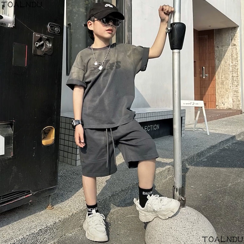 Bộ Đồ Thể Thao Hai Mảnh Thời Trang Mùa Hè 2023 Influencer 2023 Màu Gradient Phong Cách Mới Cho Bé Trai