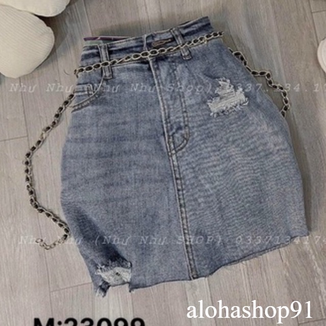 Chân váy jean hai túi đóng nút hàng loại 1, chân váy jean rách co giãn lưng cao siêu hack dáng ☘️☘️☘️☘️Ly alohashop91