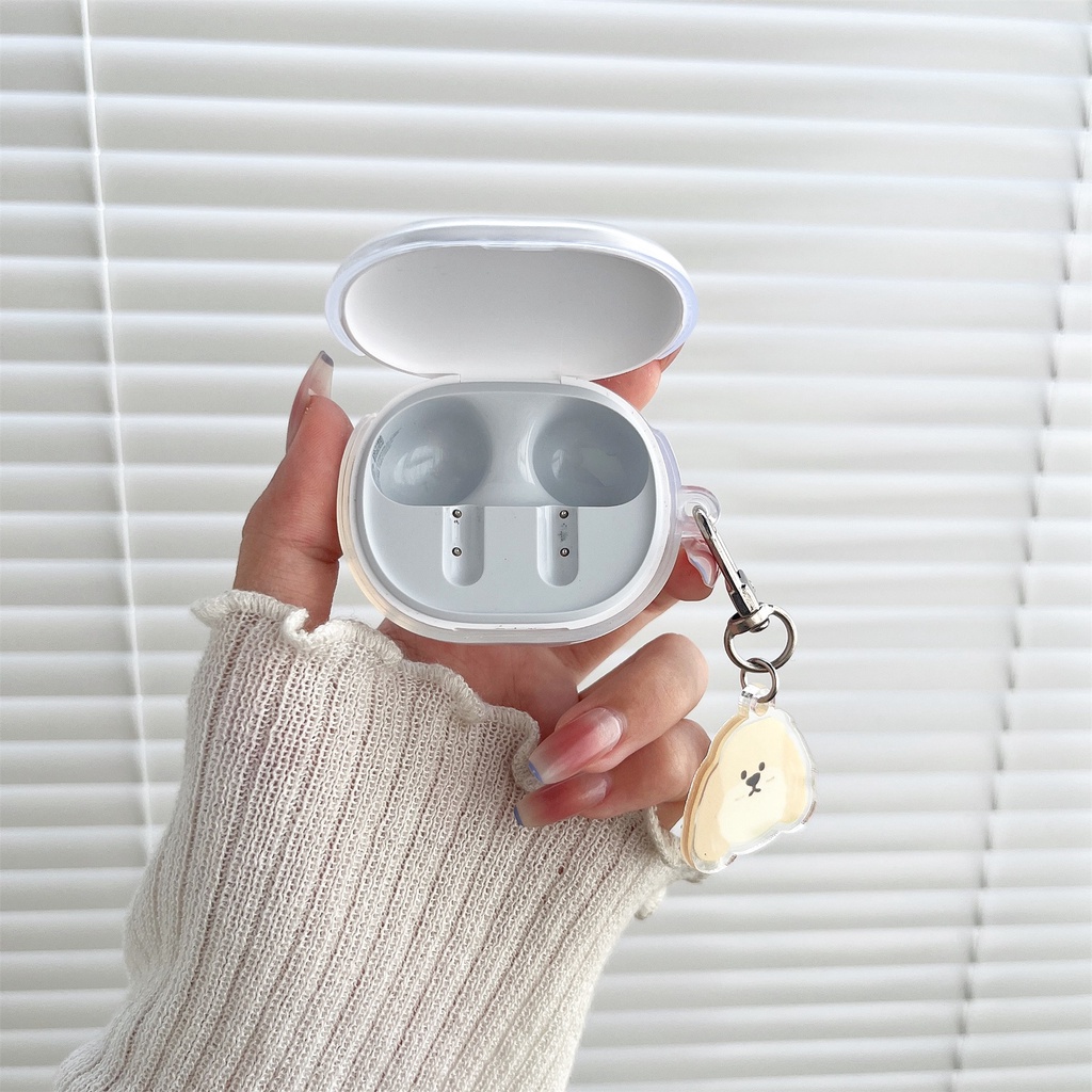 Vỏ Bảo Vệ Hộp Sạc Tai Nghe Redmi Buds4 Lite Bằng TPU Trong Suốt Họa Tiết Hoạt Hình Chú Chó Vui Nhộn Chống Sốc Kèm Móc Tre