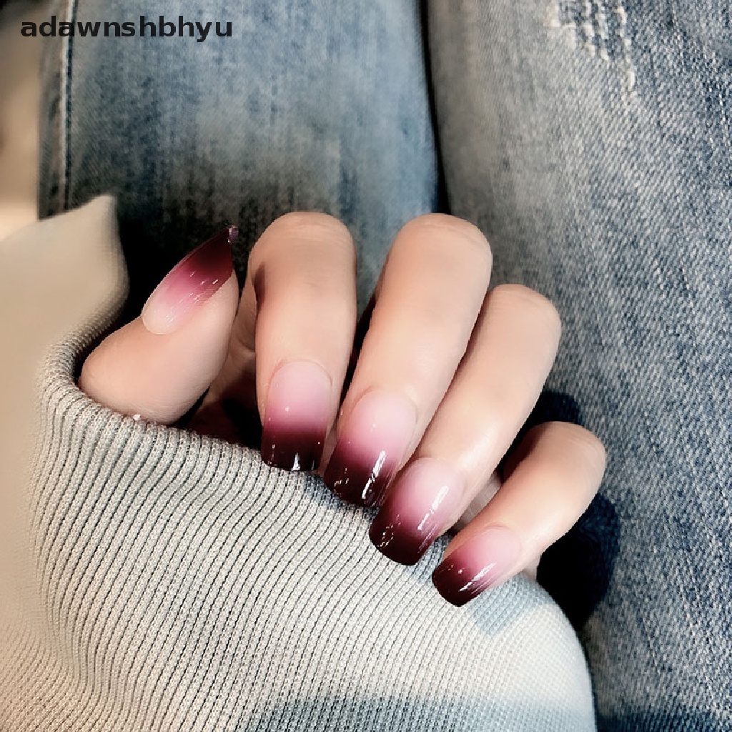 Bộ 24 Móng Tay Giả Dài Màu Gradient Kèm Keo Dán Tiện Dụng