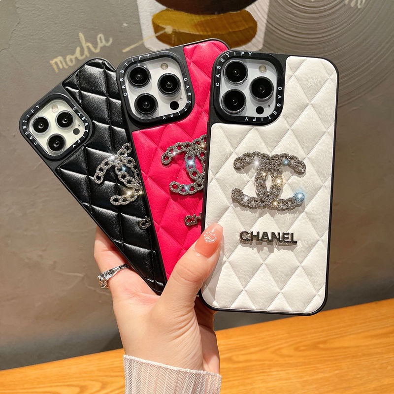 Sang Trọng Ốp Điện Thoại Da Chống Sốc In logo Hình Thoi Bằng Kim Loại Cho iphone 15 pro max 13 pro 14 pro max 13 14 pro 13 pro max
