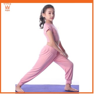 🔶 Set đồ tập yoga cho bé - Yoga ali hồng YG100