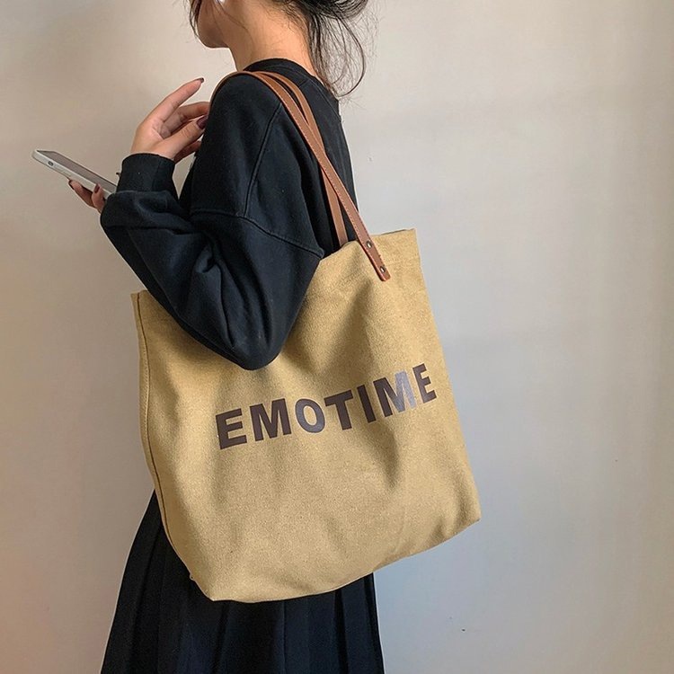 Túi Xách canvas Sức Chứa Lớn In Chữ Thời Trang Dễ Phối Đồ Cho Nữ