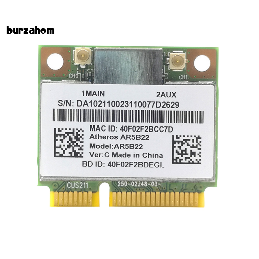 Thẻ Mạng Không Dây Băng Tần Kép AR5B22 Bluetooth 4.0 802.11A / B / G / N Mini PCI-E Cho Máy Tính