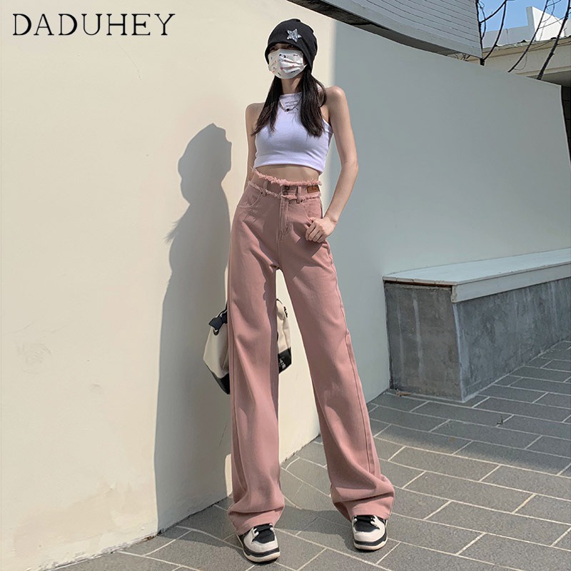 Quần jean dài DADUHEY lưng cao ống rộng phong cách Hàn Quốc thời trang 2023 dành cho nữ cỡ lớn