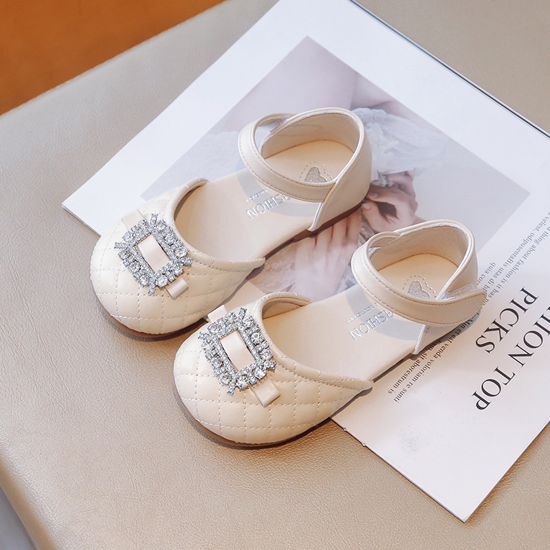 Giày Búp Bê Da Mềm Đính Đá Kiểu Công Chúa Thời Trang Xuân Hè 2023 Cho Bé Gái