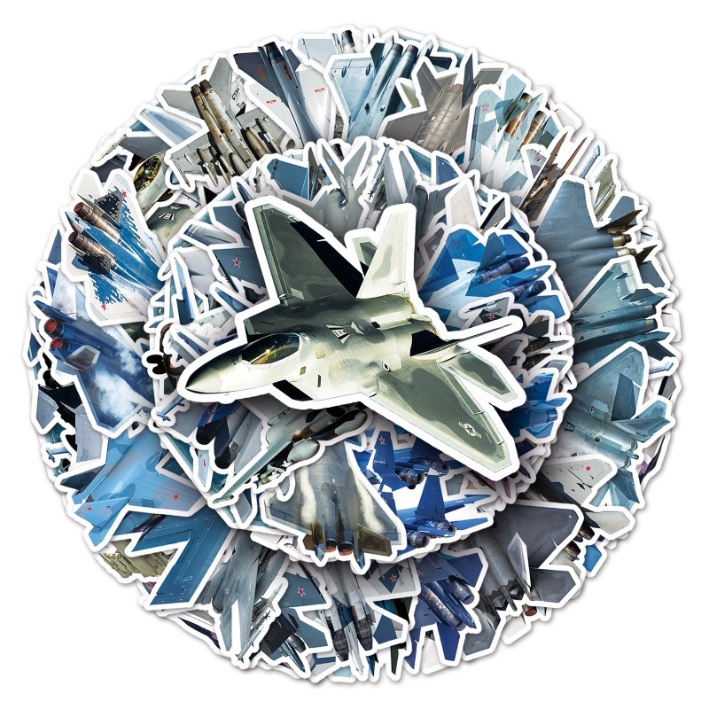 Z&M❀ Sticker Dán Trang Trí Hình Máy Bay Chiến Đấu Độc Đáo ❀ Bộ 50 Miếng Dán Chống Thấm Nước Phong Cách Quân Đội Cá Tính