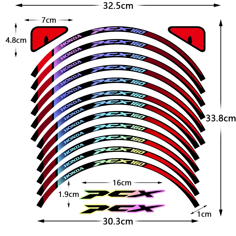 Miếng Dán Phản Quang Trang Trí Bánh Xe Mô Tô HONDA PCX160 PCX 160 14 Inch