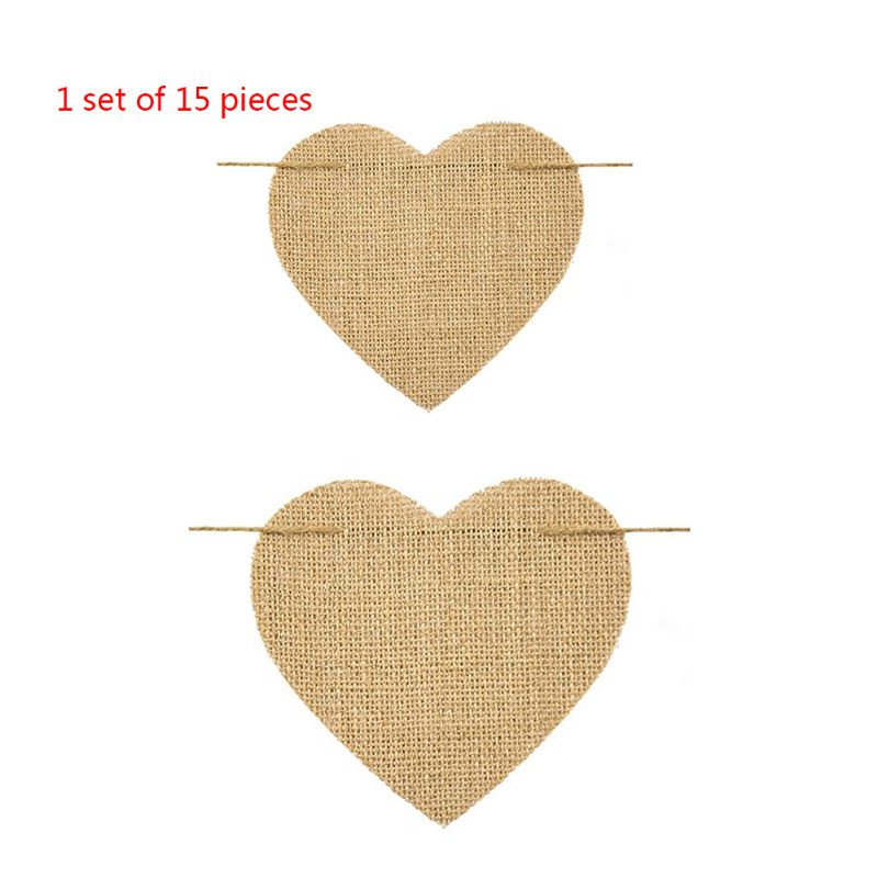 1 Set Dây Treo Trang Trí Hình Trái Tim Bằng Vải Bố Phối Ren