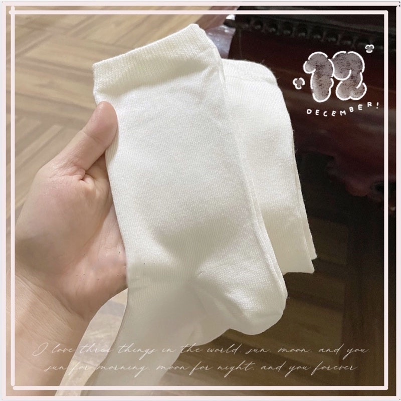 Tất nữ cổ cao FREESHIP Vớ nữ trắng -cute phong cách hàn quốc cổ cao chất liệu cotton đi êm chân siêu thích