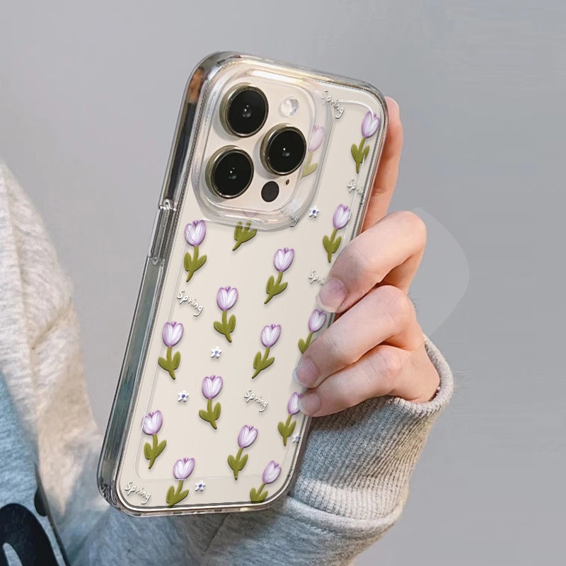 ✅Toàn Bộ Ốp Điện Thoại Chống Sốc Họa Tiết Hoa Tulip Cho iPhone 14 / 13promax 12 / 11 xrs 7 / 8Plus