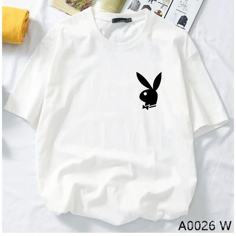 Áo Thun Playboy 100% cotton Tay Ngắn In Hình Đầu Thỏ Thời Trang Cho Nam Và Nữ a0026