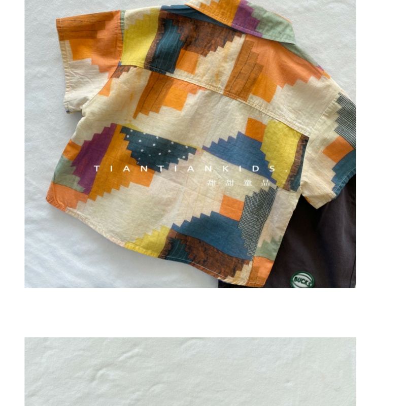 Bộ Áo Sơ Mi Ngắn Tay + Quần Đùi Phong Cách Hàn Quốc Thời Trang Mùa Hè Mới Cho Bé Trai