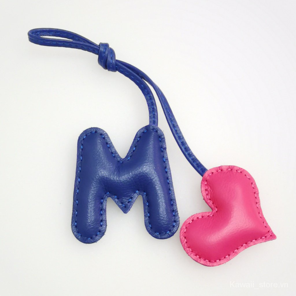 Hàng Mới Về Móc Khóa Xe Hơi / Túi Xách Bằng Da Cừu Thật In Chữ Love Màu Bạch Kim