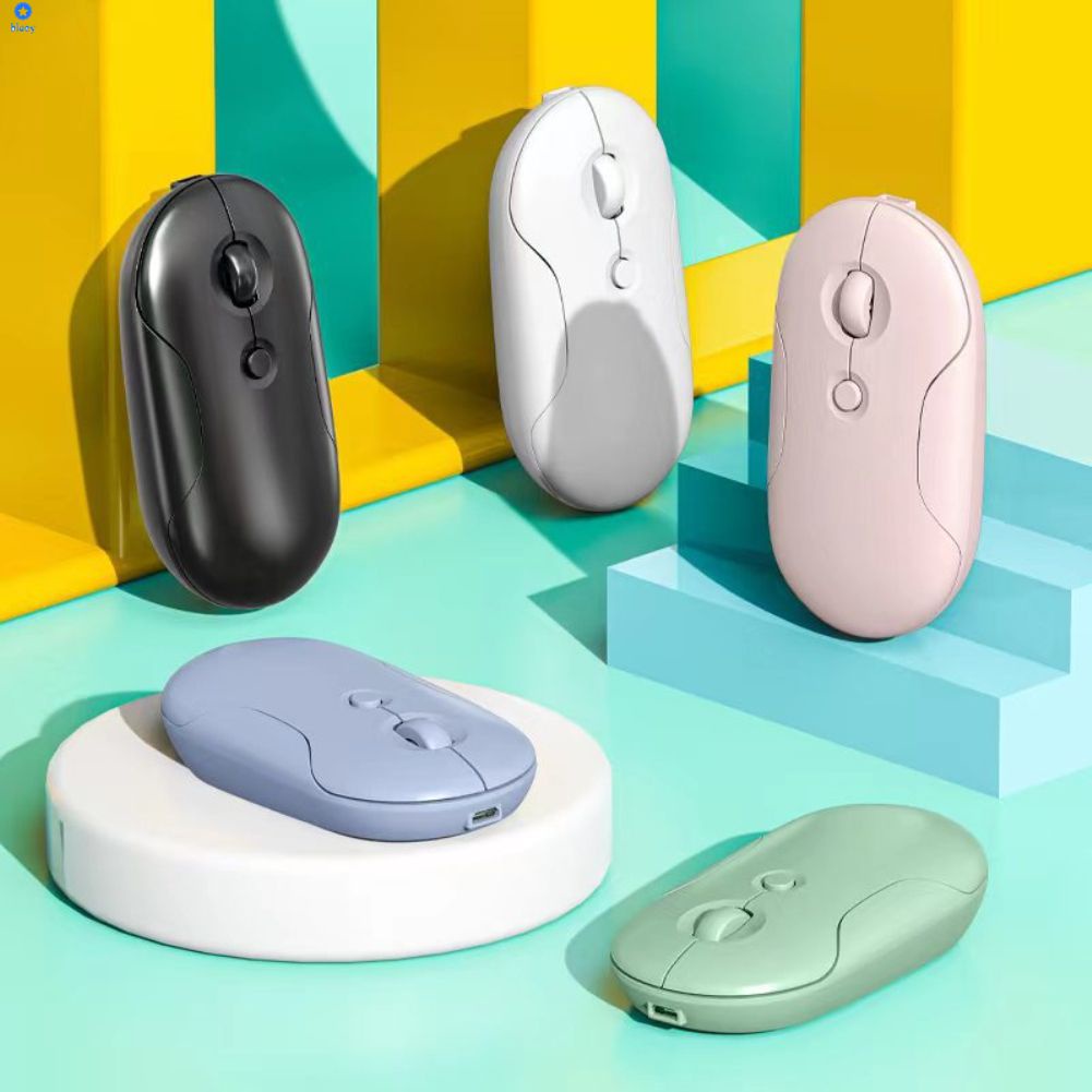 Pebble Pebble Chuột Không Dây Có Thể Sạc Lại Bluetooth Chế Độ Kép Cho Điện Thoại Di Động Apple Ipad 【Bluey】