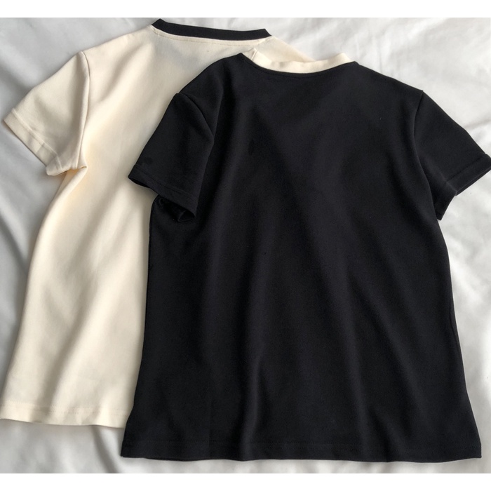 Áo Thun 100% cotton Tay Ngắn Thêu Họa Tiết Mới Phong Cách Hàn Quốc Cho Nữ 200g