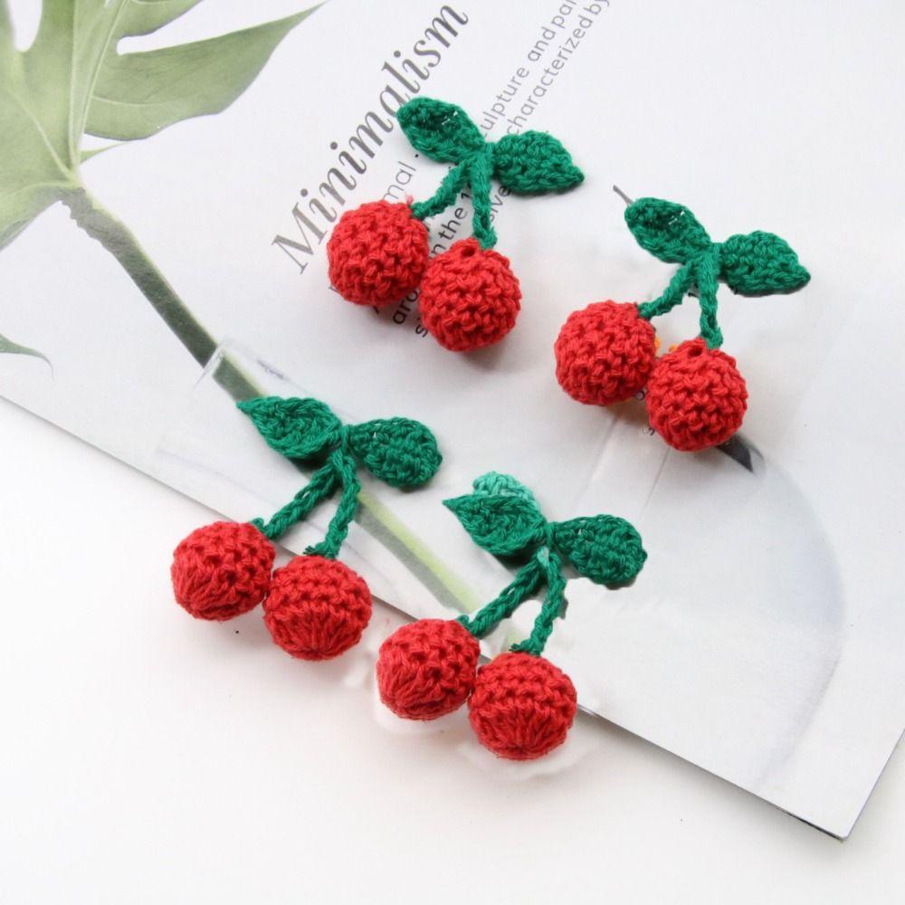Khuyên Tai Quả Cherry Đỏ Đan Bằng Tay Trang Trí Túi Xách