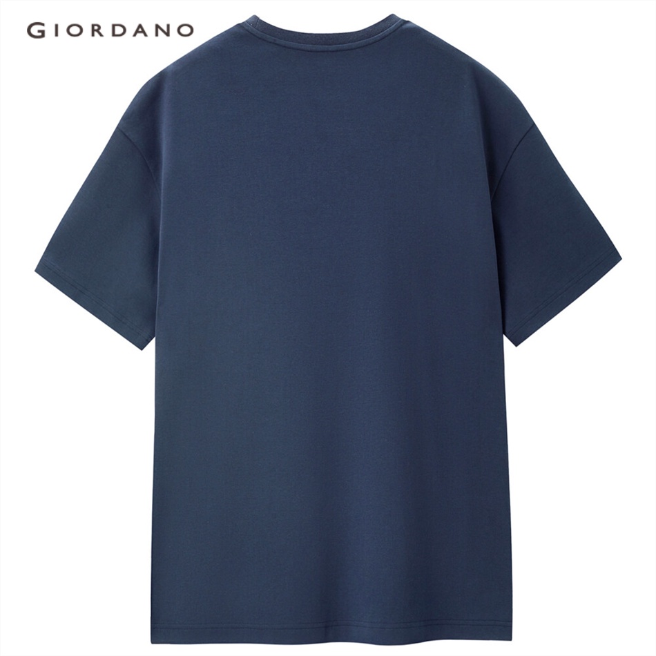Áo thun GIORDANO 01023391 dệt kim cotton 100% mềm mịn cổ tròn tay ngắn cho nam