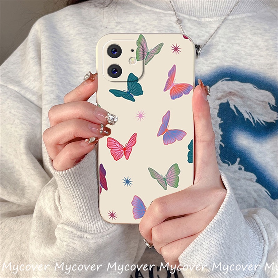 Ốp Điện Thoại Silicon Mềm Họa Tiết Cánh Bướm Nhiều Màu Sắc Cho iPhone 14 13 12 11 Pro Max X XR Xs Max 6 7 8 Plus