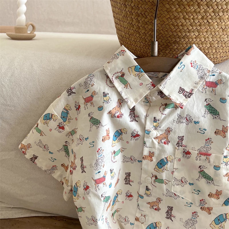 Áo Sơ Mi Tay Ngắn In Hoạt Hình Thời Trang Mùa Hè 2023 Cho Bé Trai