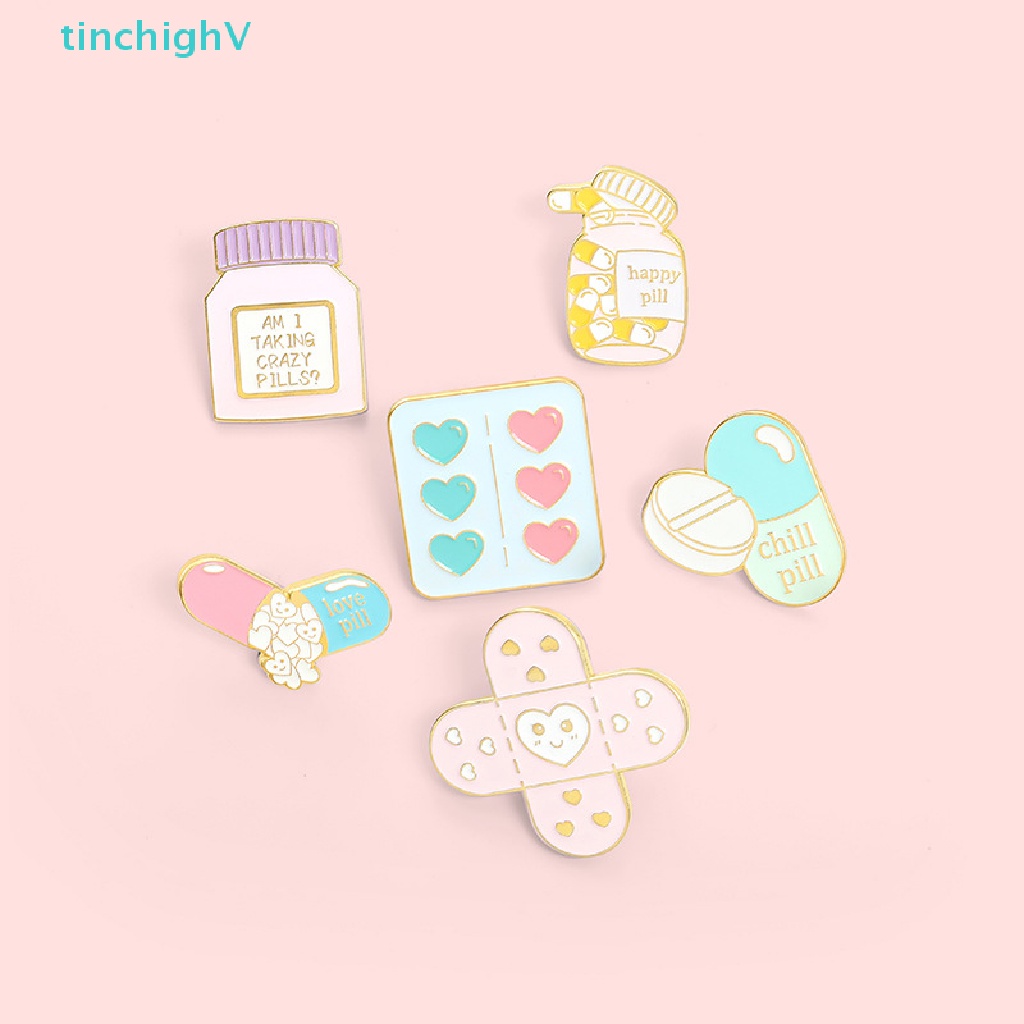[TinchighV] Ghim Cài Áo Bằng Hợp Kim Tráng Men Hình Lọ Thuốc Hoạt Hình Màu Hồng Dễ Thương Sáng Tạo [Mới]
