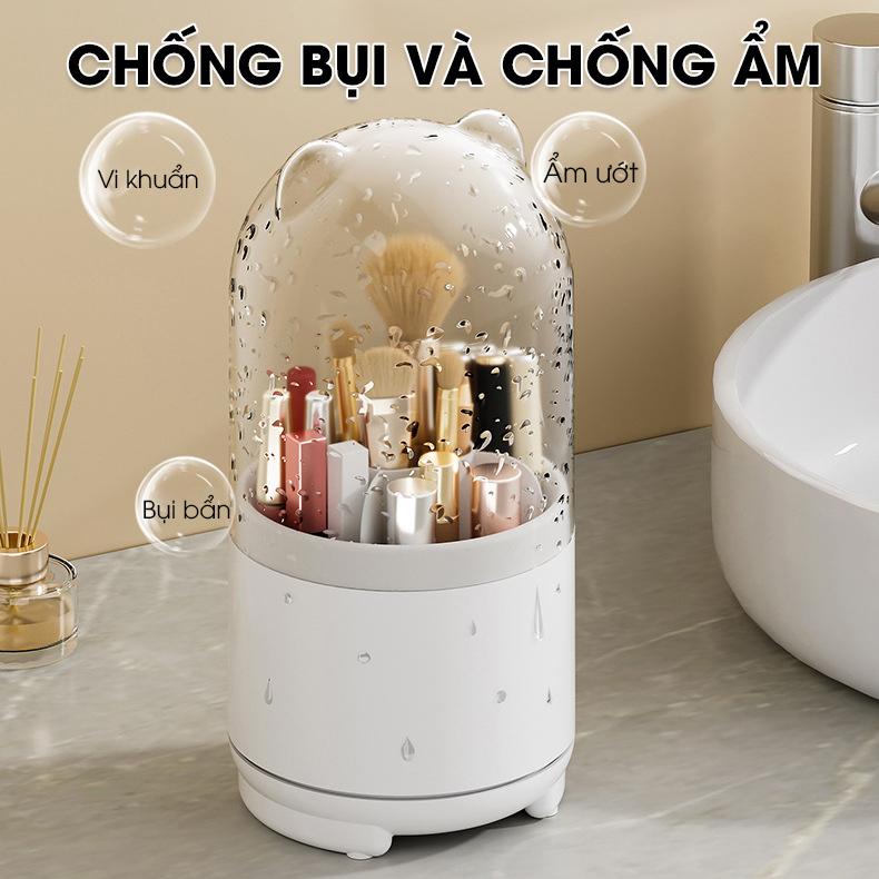 Hộp đựng cọ trang điểm, kẻ mắt son môi xoay 360 độ W2088