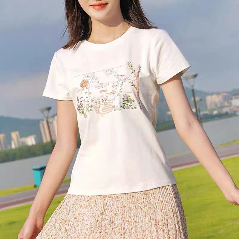 Áo một màu áo thun ngắn tay mùa hè thời trang