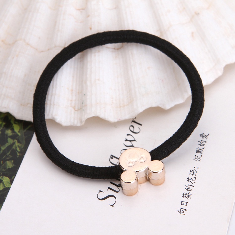 Set 5 Dây Buộc Tóc Da Co Giãn Đính Hạt Kim Loại Màu Vàng Kim Phong Cách Hàn Quốc Đơn Giản