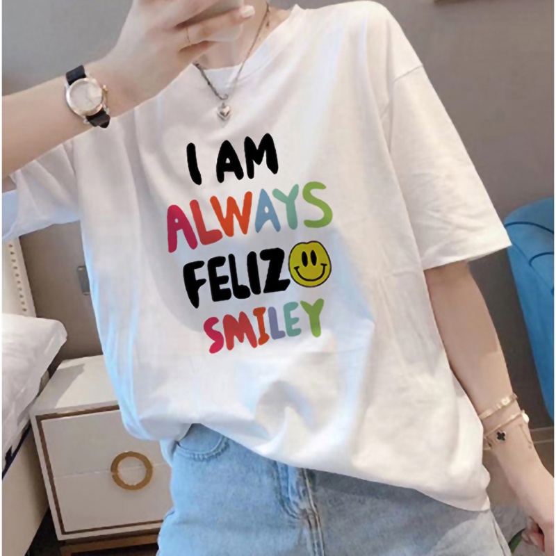 Áo thun NRVP 100% cotton tay ngắn in họa tiết độc đáo phong cách Hàn Quốc cho nữ