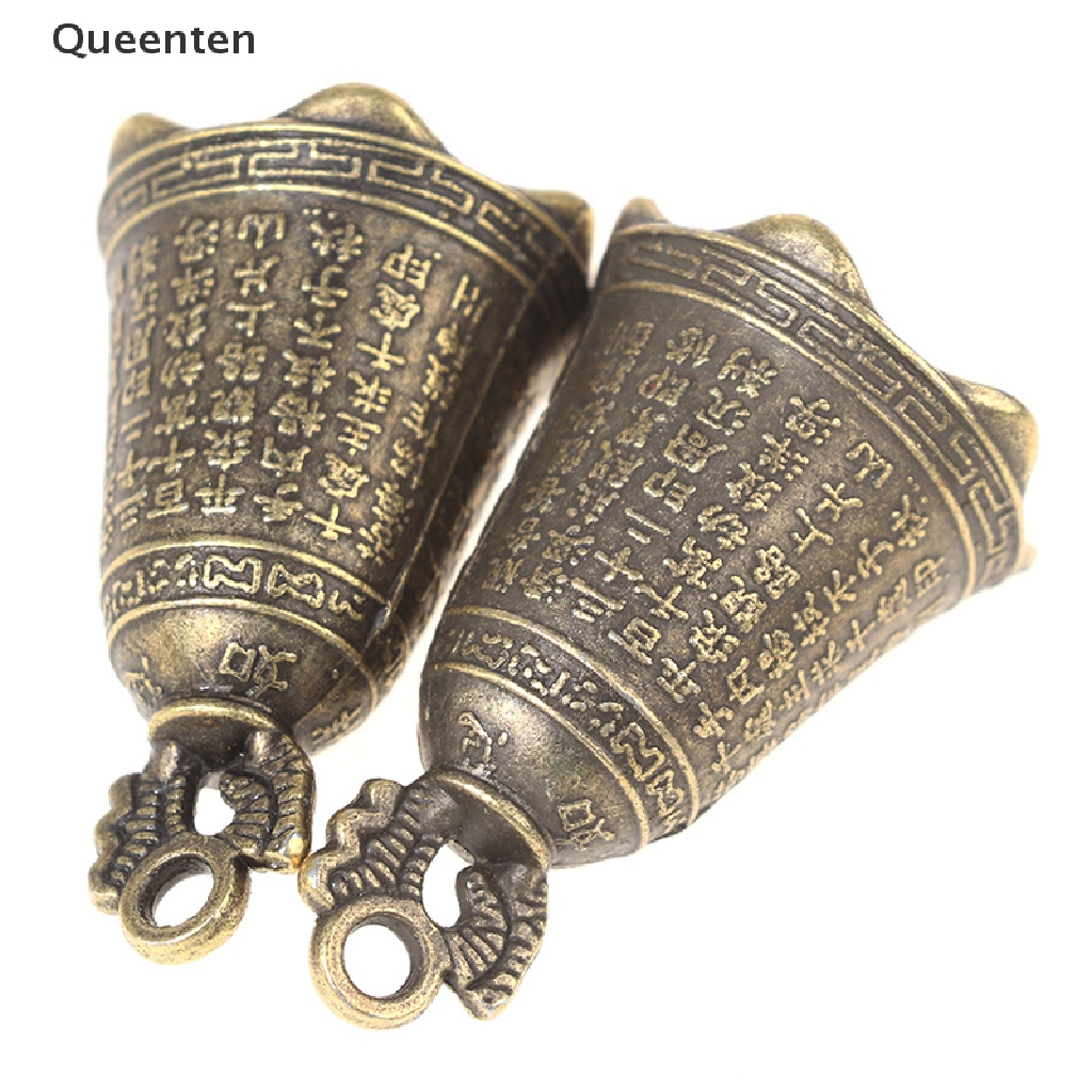 Queenten 1Pc Antique Bell Chinese Mini Sculpture Pray Guanyin Buddha Bell Shui Feng Bell QT