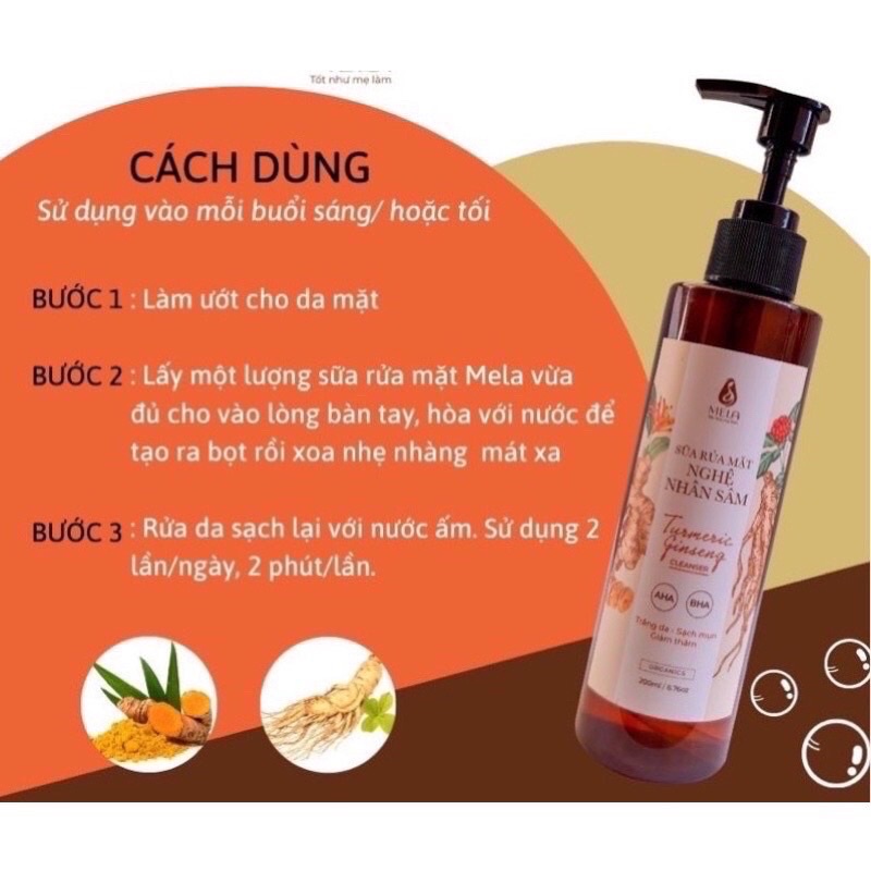 Sữa rửa mặt nghệ nhân sâm Mela 200ml