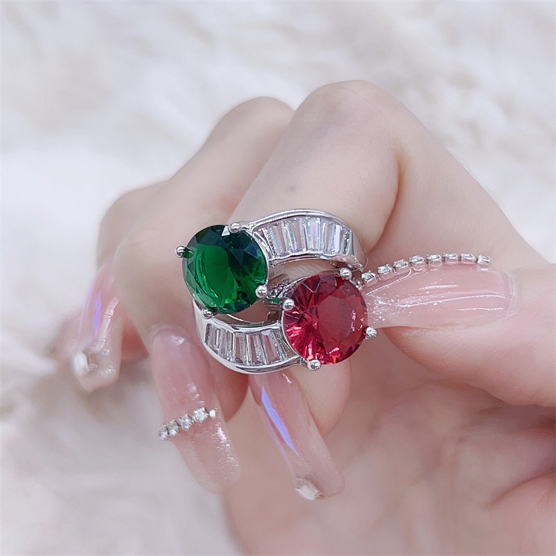 Colorful Treasure Candy Ring for Female Ins, Light and Luxury Opening, High Grade Feeling, and Elegant Index Finger Design