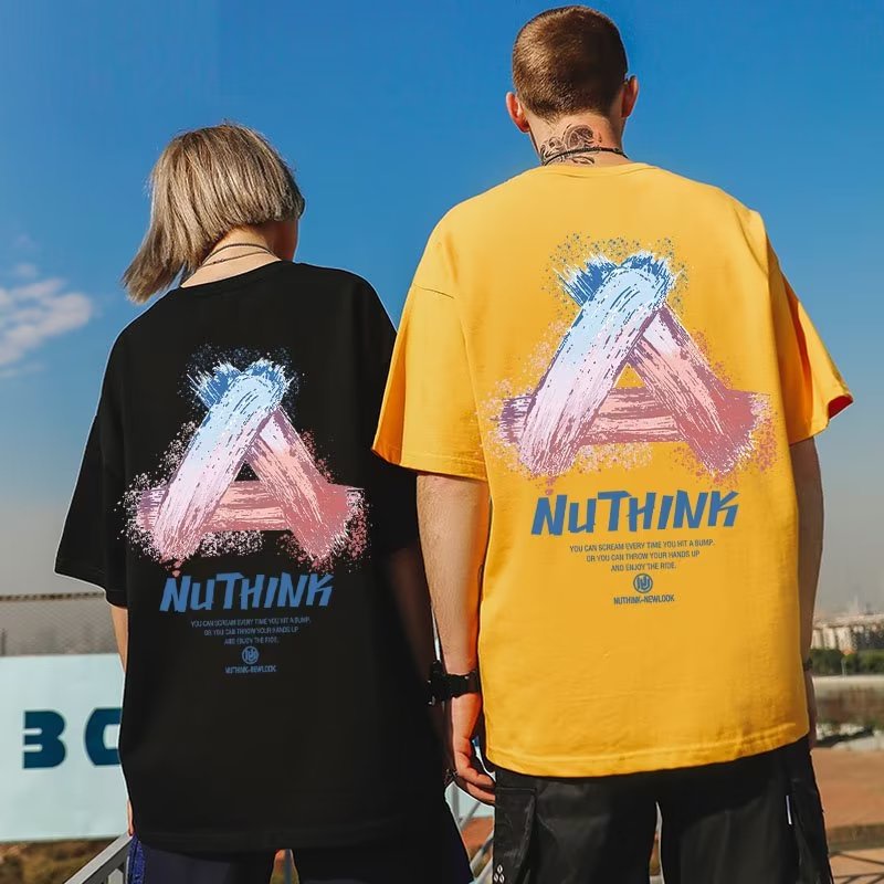 Áo Thun Tay Ngắn Mùa Hè Bằng Cotton Trơn Phong Cách Âu Mỹ Mới Cho Cặp Đôi Size S-3XL
