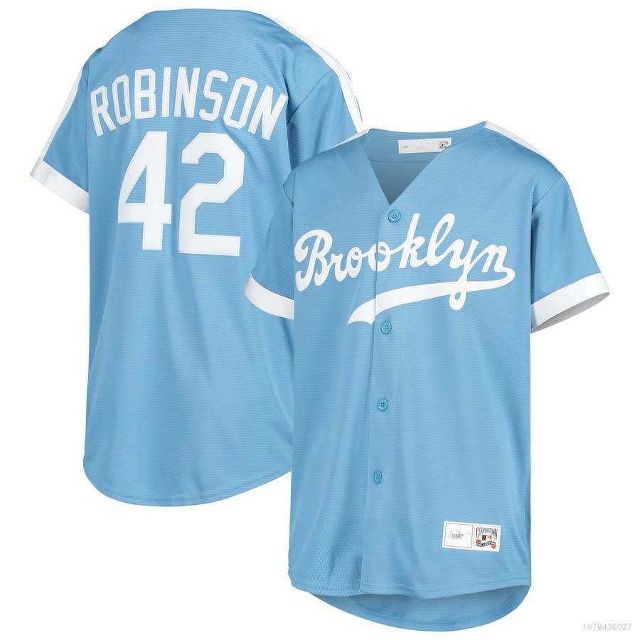 Áo Khoác Bóng Chày Có Nút SY3 MLB Brooklyn Dodgers Jackie Robinson YS3