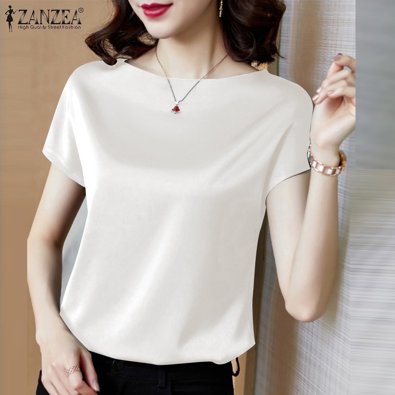 Áo nữ ZANZEA ngắn tay vải satin thời trang Hàn Quốc