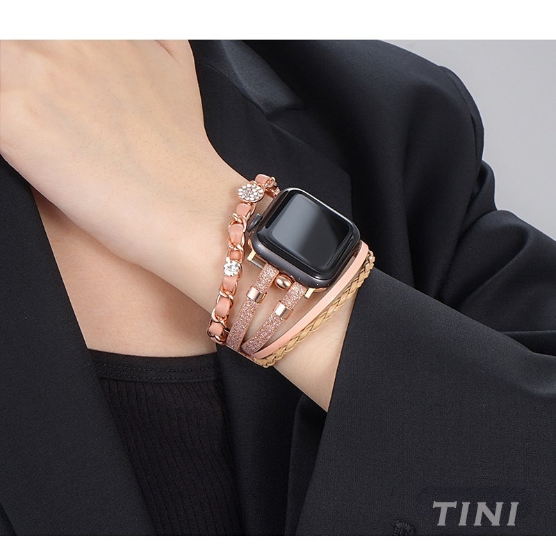 Dây Đeo Bằng Da Phong Cách Dân Tộc Cho Apple Watch Series S8 7 6 5 4 3 SE 38 40mm 49mm 41 42 44 45mm