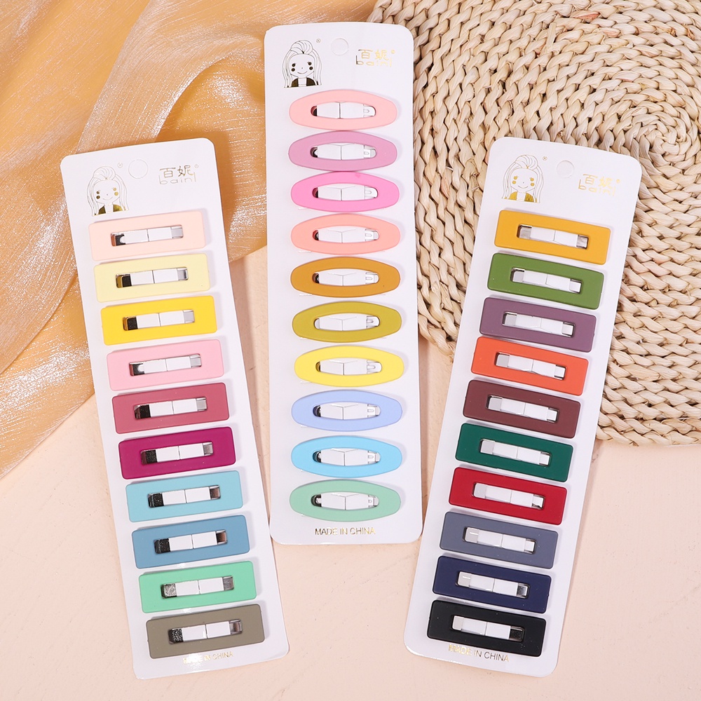 Set 10 Kẹp Tóc Màu Sắc Kẹo Ngọt Hình Vuông / Giọt Nước Cho Bé Gái