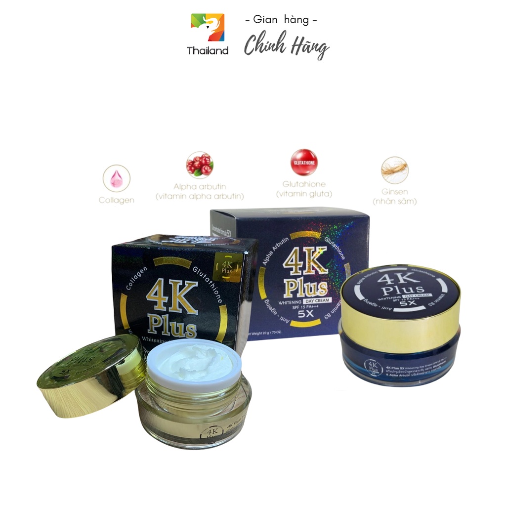 Dưỡng trắng da ngày và đêm 4K Plus Whitening Days/Night Cream Thái Lan