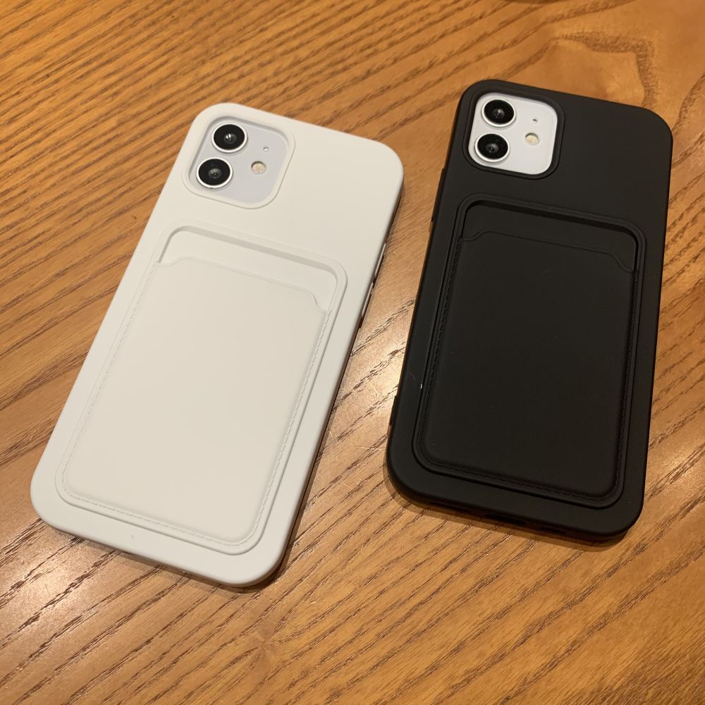 Ốp Điện Thoại Silicon Mềm Dạng Ví Đựng Thẻ Màu Trơn Sang Trọng Cho IPhone 14 13 11 12 Pro Max XS XR 7 8 14 Plus