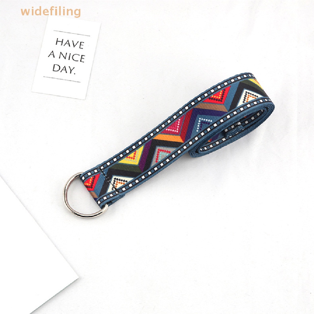 Dây Thắt Lưng Vải Canvas Bản Rộng In Họa Tiết Phong Cách Bohemian Có Khóa Tròn Thời Trang Cho Nữ