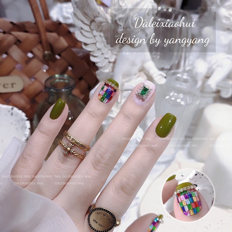 Miếng Dán Trang Trí Móng Tay Nhiều Màu Lấp Lánh Phong Cách Vintage
