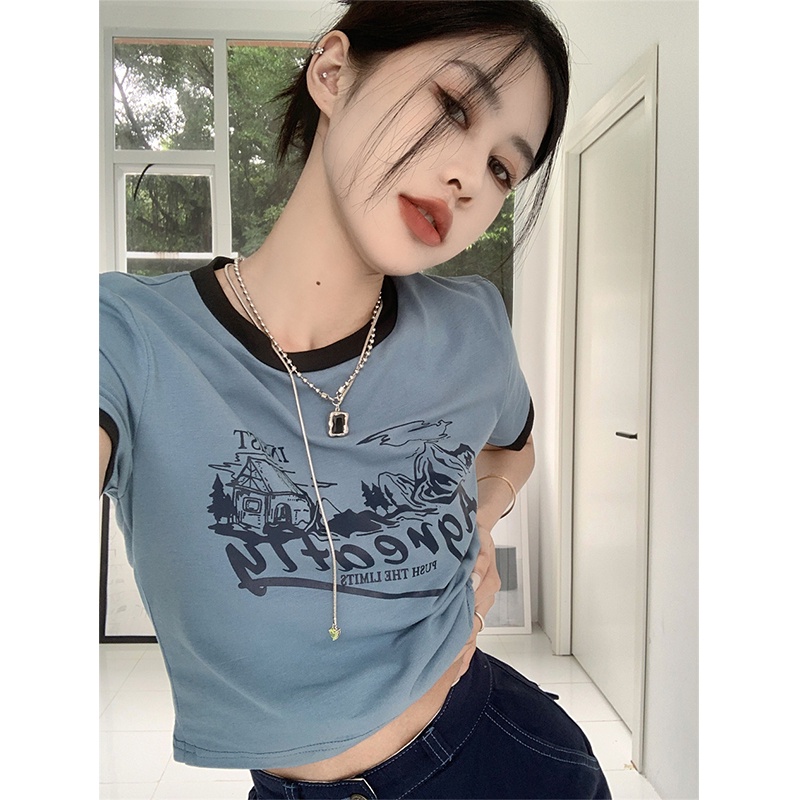 NRVP Áo Thun Tay Ngắn In Họa Tiết Phong Cách Hàn Quốc Mới Cho Nữ