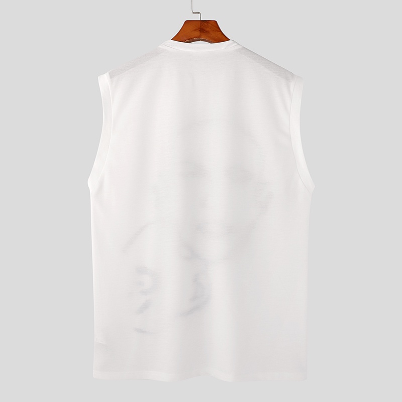 Áo ba lỗ INCERUN không tay vẽ mặt trừu tượng đơn giản thời trang cho nam | BigBuy360 - bigbuy360.vn