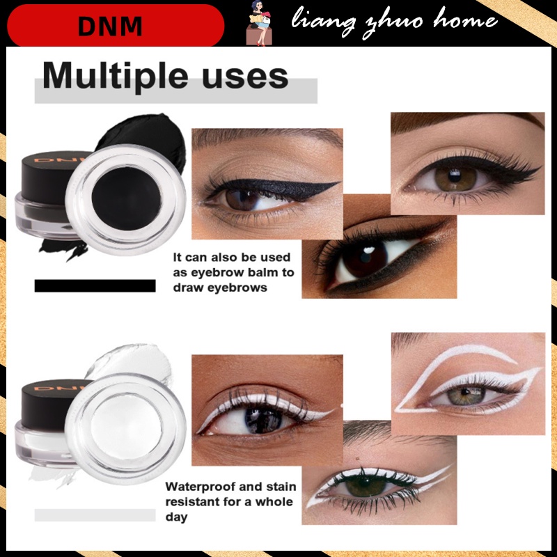 Gel Kẻ Mắt DNM 2 Trong 1 Màu Nâu / Đen Lâu Trôi Chống Thấm Nước Chống Nhòe Kèm Cọ