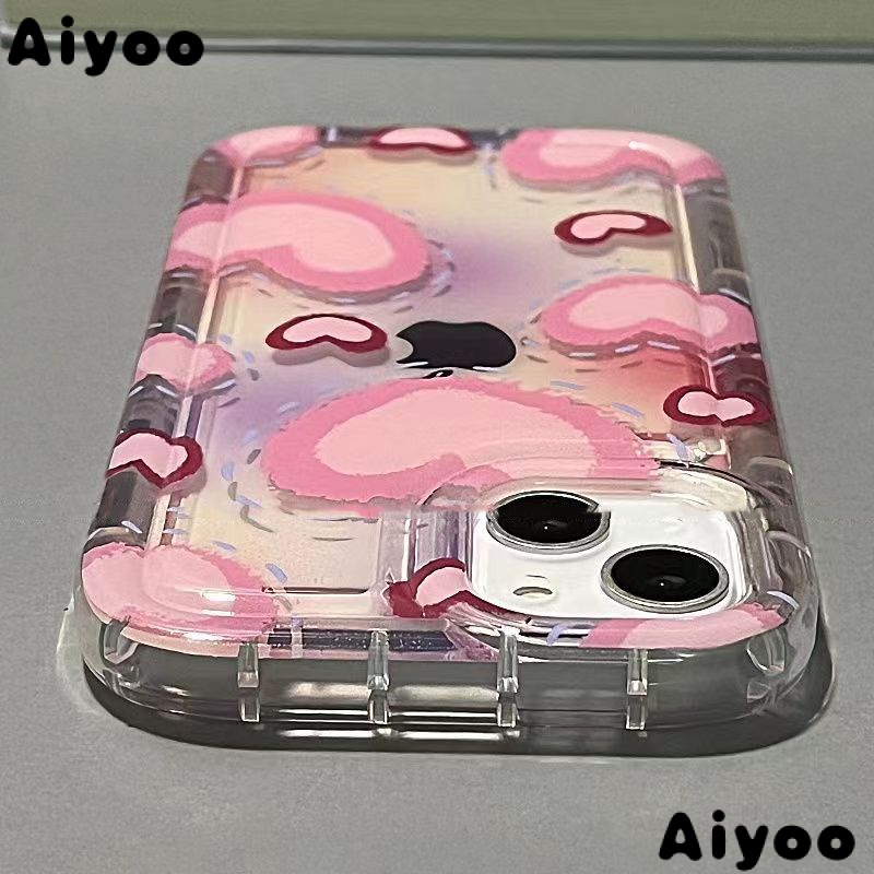 ✅Ốp Điện Thoại Mềm Họa Tiết Trái Tim Lớn Màu Hồng Cho iPhone 14promax 13 11 12 7 8 7P 50