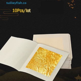 Set 10 tấm lá vàng 24k hình cá trang trí bánh kem nghệ thuật diy