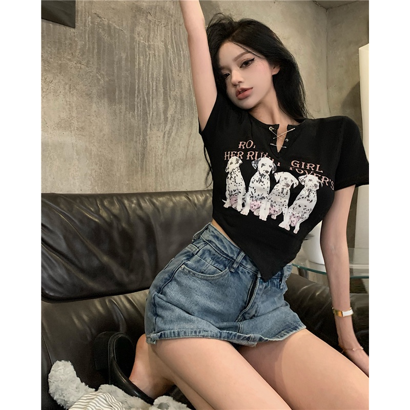 Áo Thun Tay Ngắn Dáng Ôm In Hoạt Hình Thời Trang Mùa Hè Xinh Xắn Cho Nữ