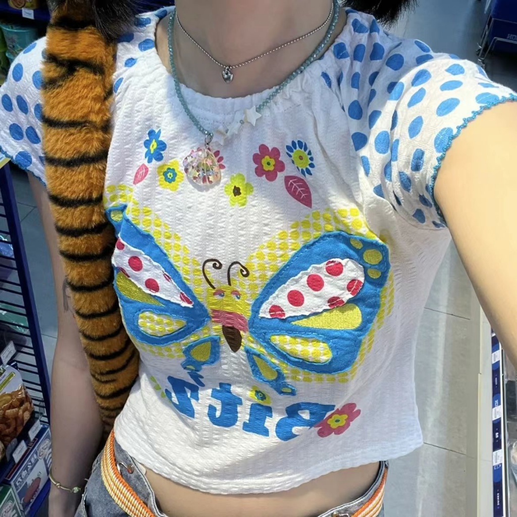 Áo Thun Tay Ngắn Mỏng Dáng Ôm Phong Cách Sang Trọng Cá Tính Hợp Thời Trang Y2K Millennium Hot Girl